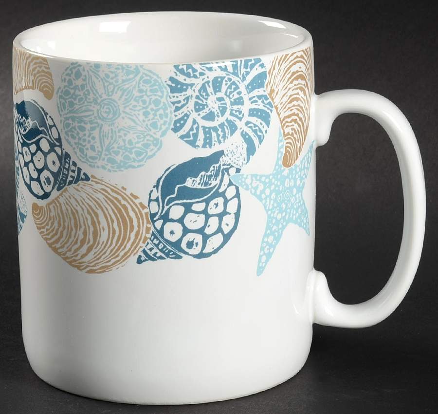 Batik Shells Blue Jumbo Mug by 222 Fifth (PTS)-1
