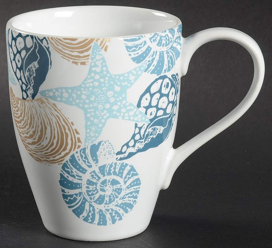 Batik Shells Blue Mug by 222 Fifth (PTS)-1