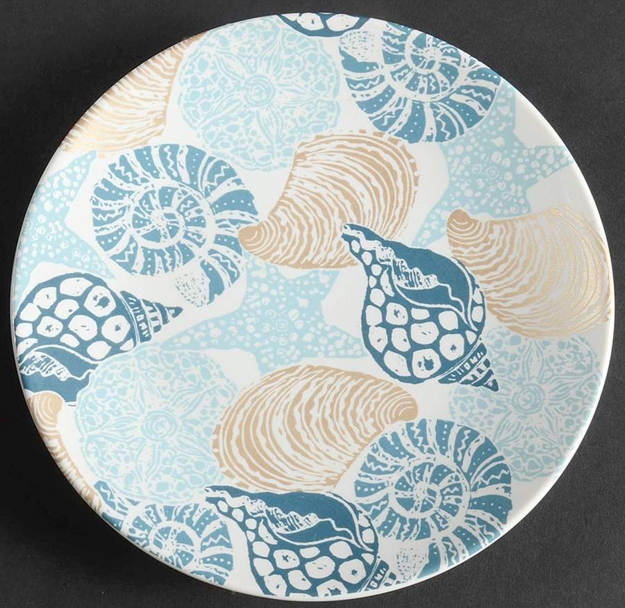 Batik Shells Blue Appetizer Plate by 222 Fifth (PTS)-1