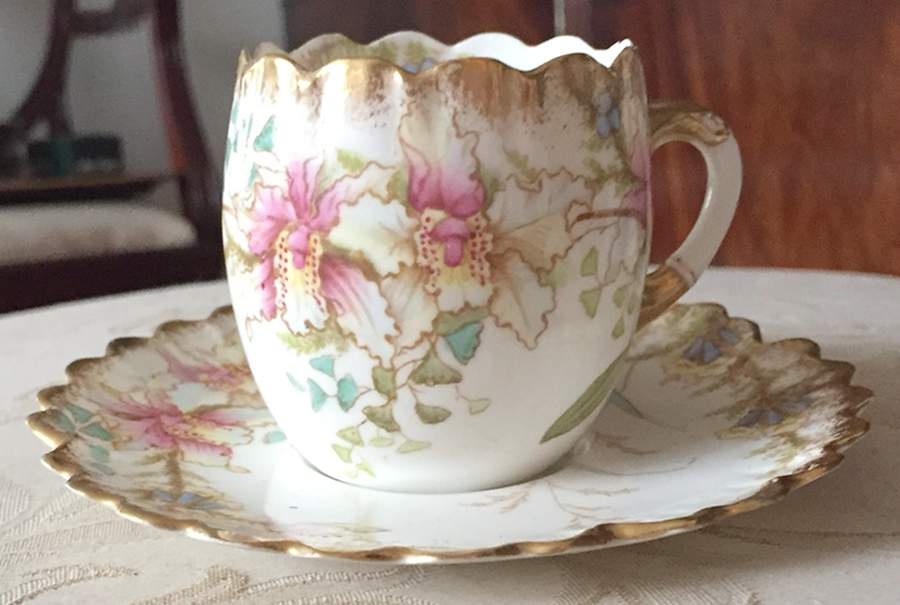 Orchid Flat Cup & Saucer Set by John  Aynsley & Sons-1