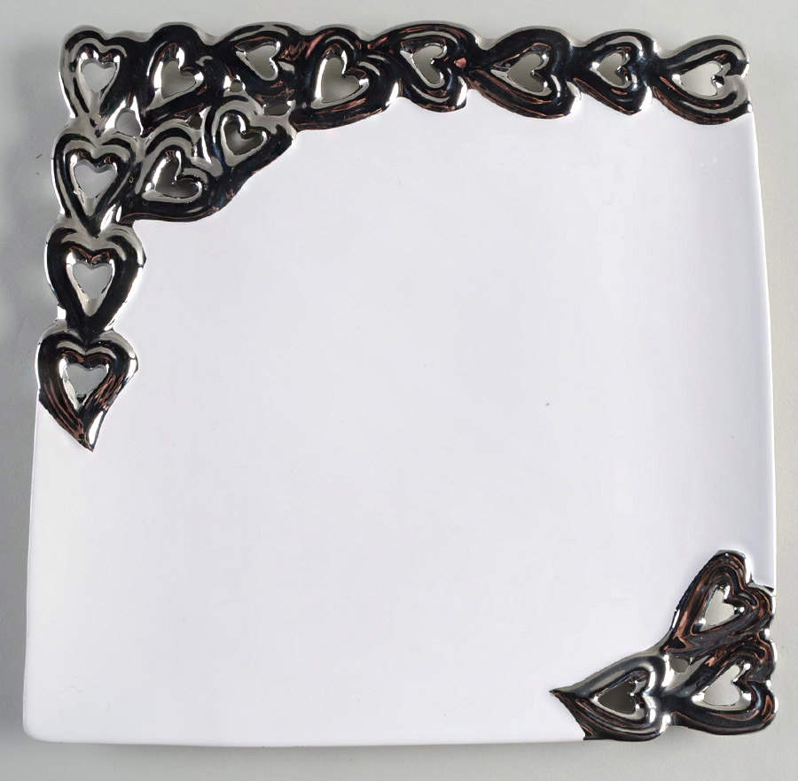 Pierced Serveware Silver (Platinum) 11" Square Platter by 222 Fifth (PTS)-1