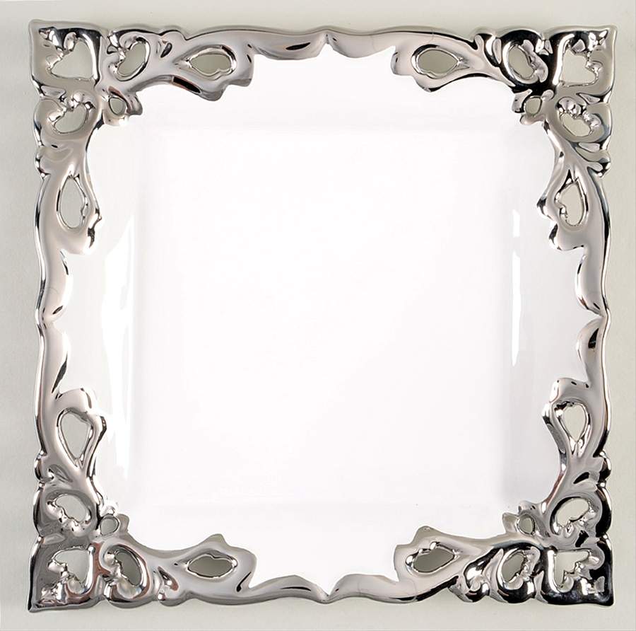 Pierced Serveware Silver (Platinum) 11" Square Plate by 222 Fifth (PTS)-1