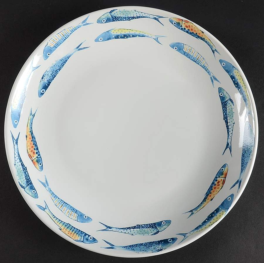 Fun Fish Blue Dinner Plate by 222 Fifth (PTS)-1