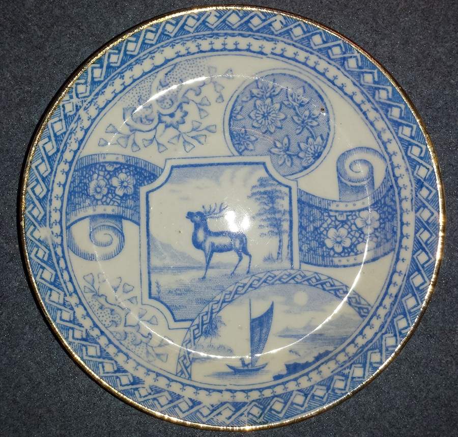 Stag Blue Saucer for Demitasse Cup by Allerton's-1