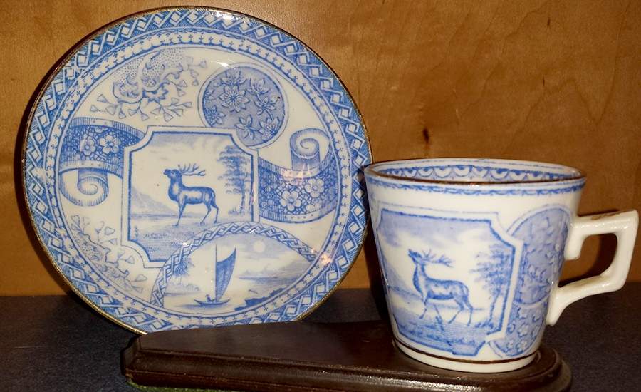 Stag Blue Flat Demitasse Cup & Saucer Set by Allerton's-1