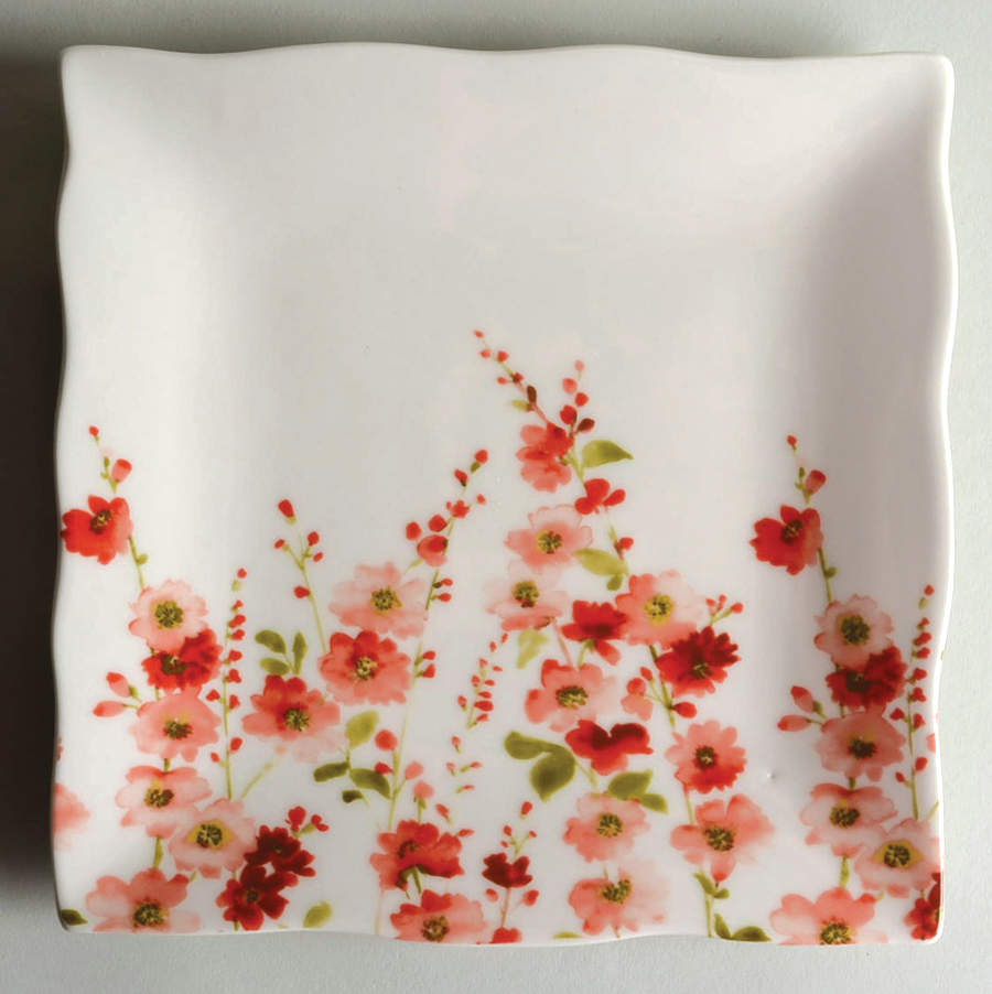 Belicia Red Square Salad Plate by 222 Fifth (PTS)-1