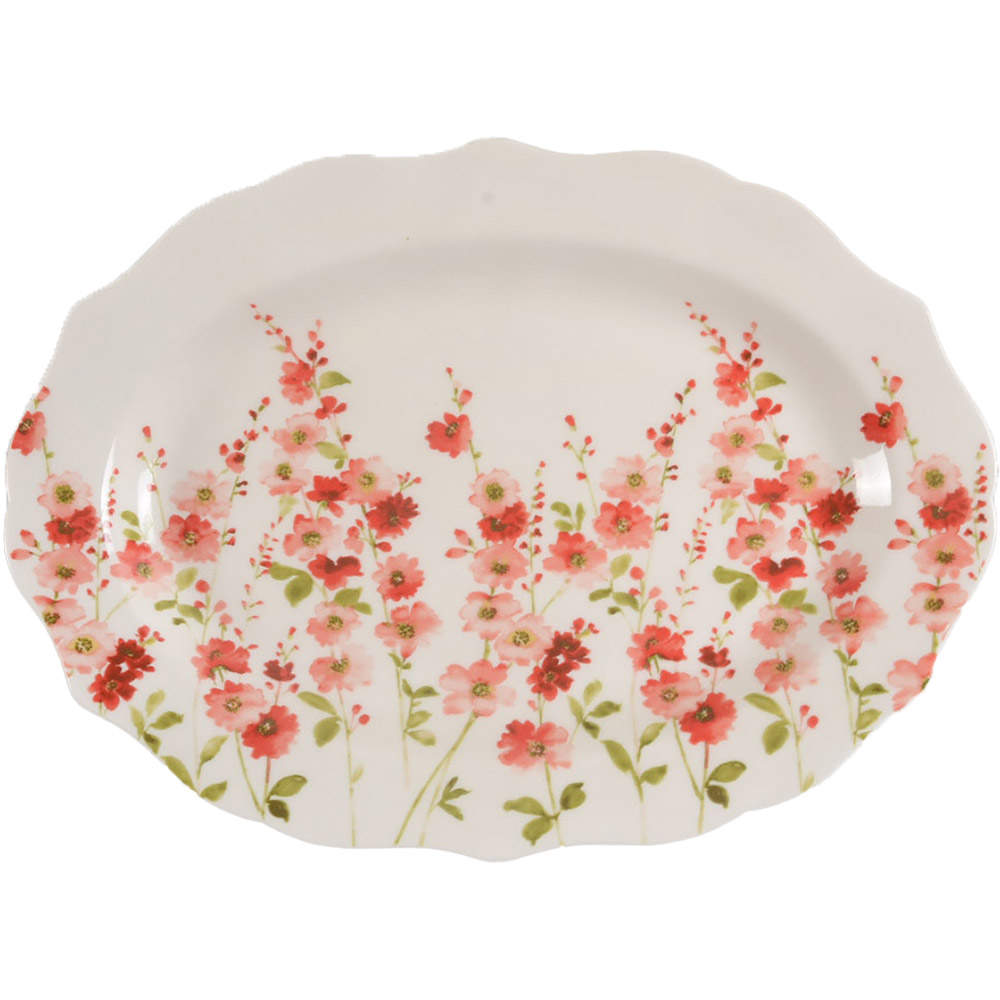 Belicia Red 14" Oval Serving Platter by 222 Fifth (PTS)-1