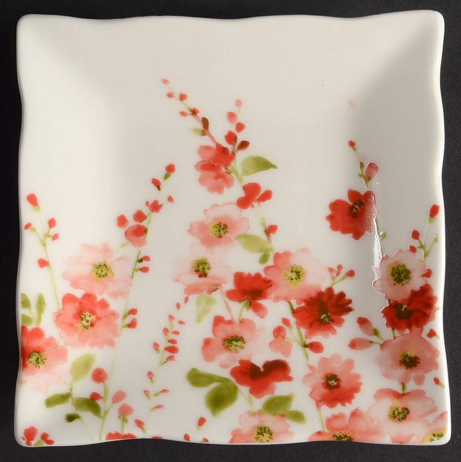 Belicia Red Square Appetizer Plate by 222 Fifth (PTS)-1