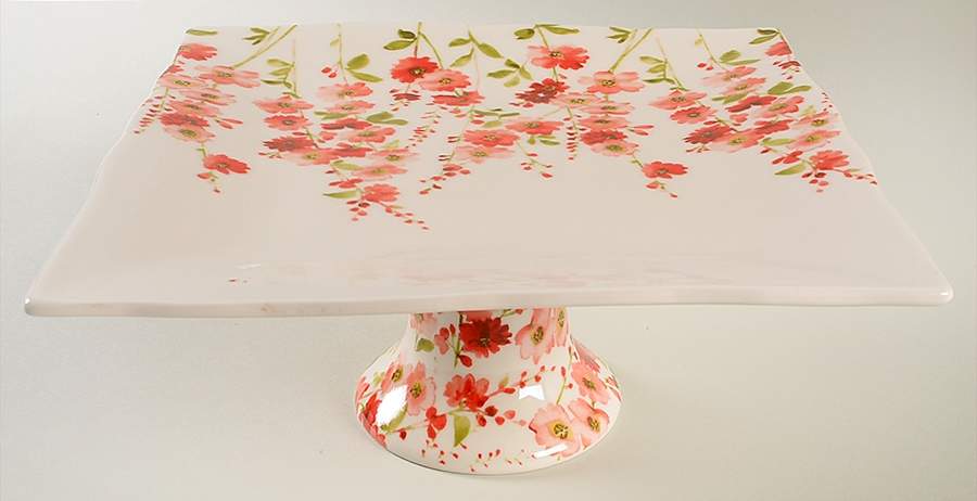 Belicia Red 10" Diameter Pedestal Cake Stand by 222 Fifth (PTS)-1
