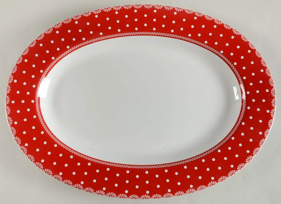 Home Cupboard Red 14" Oval Serving Platter by 222 Fifth (PTS)-1