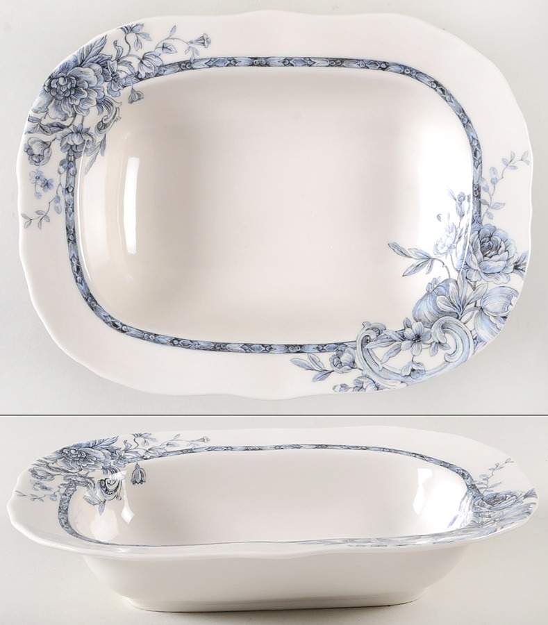 Hawthorne Blue 11" Oval Vegetable Bowl by 222 Fifth (PTS)-1