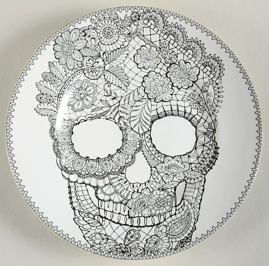 Skull Lace Salad Plate by 222 Fifth (PTS)-1