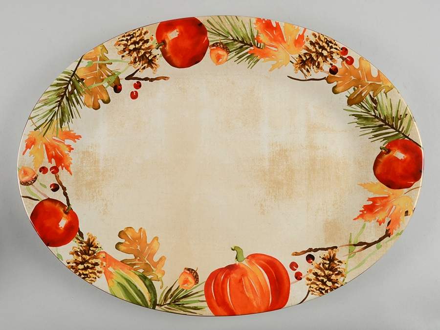 Fall Festivities 17" Oval Serving Platter by 222 Fifth (PTS)-1