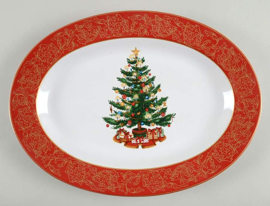 O' Tannenbaum 14" Oval Serving Platter by 222 Fifth (PTS)-1
