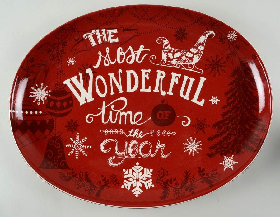 Christmas Tunes 19" Oval Serving Platter by 222 Fifth (PTS)-1