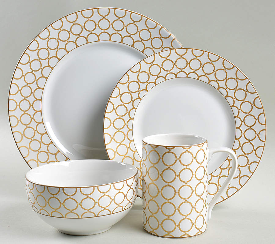Chain Link Gold 4 Piece Place Setting by 222 Fifth (PTS)-1