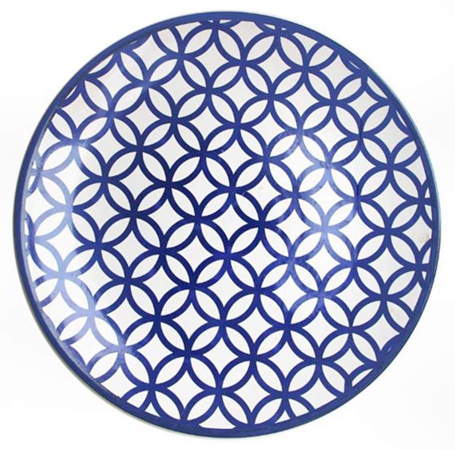 Medallion Circles Blue 17" Chop Plate (Round Platter) by American Atelier-1