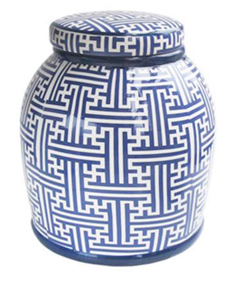 Maze Blue Storage Jar & Lid by American Atelier-1