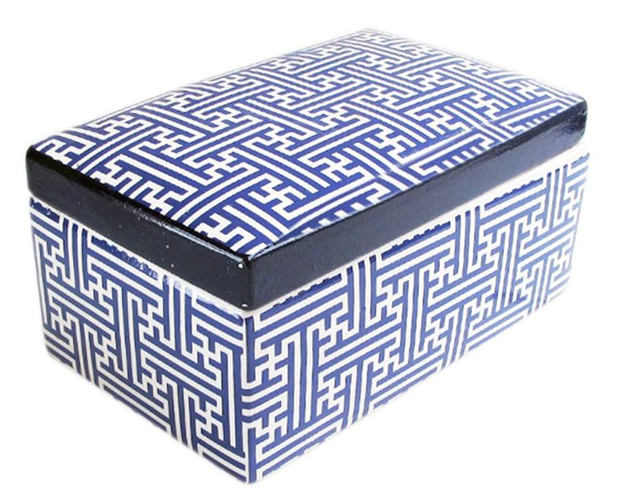 Maze Blue Rectangular Box with Lid by American Atelier-1