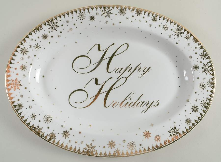Festive Holidays 14" Oval Serving Platter by 222 Fifth (PTS)-1