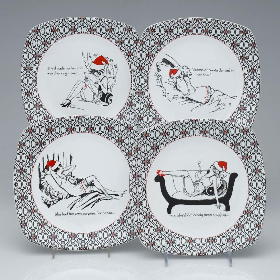 Santa's Babe Square Salad Plate - Set of 4 by 222 Fifth (PTS)-1
