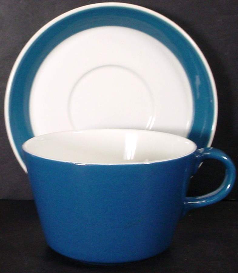 Atria Blue Flat Cup & Saucer Set by Arabia of Finland-1