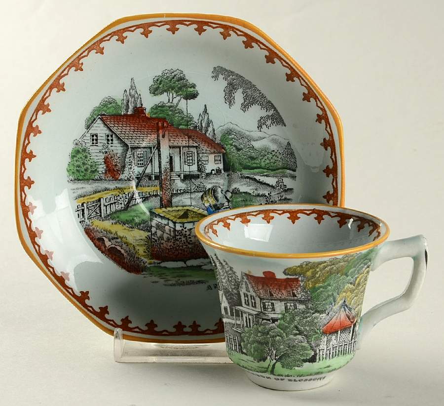 American Ways & Days (Green Body) Flat Demitasse Cup & Saucer Set by Adams China-1