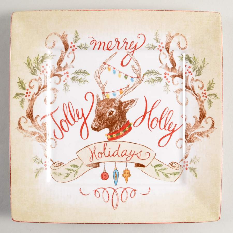 Jolly Holidays Square Salad Plate by 222 Fifth (PTS)-1