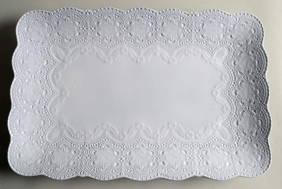 Merletto White 15" Rectangular Tray by Arte Italica-1