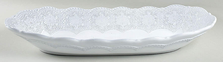 Merletto White 16" Oval Vegetable Bowl by Arte Italica-1