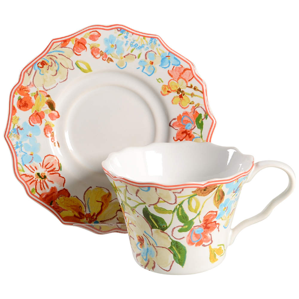 Aubrey Flat Cup & Saucer Set by 222 Fifth (PTS)-1