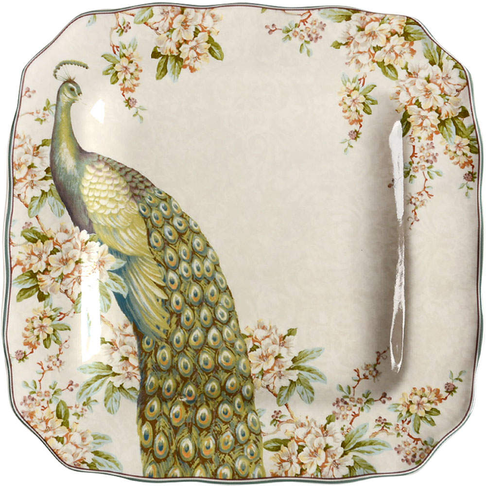 Empress Garden Teal Square Dinner Plate by 222 Fifth (PTS)-1