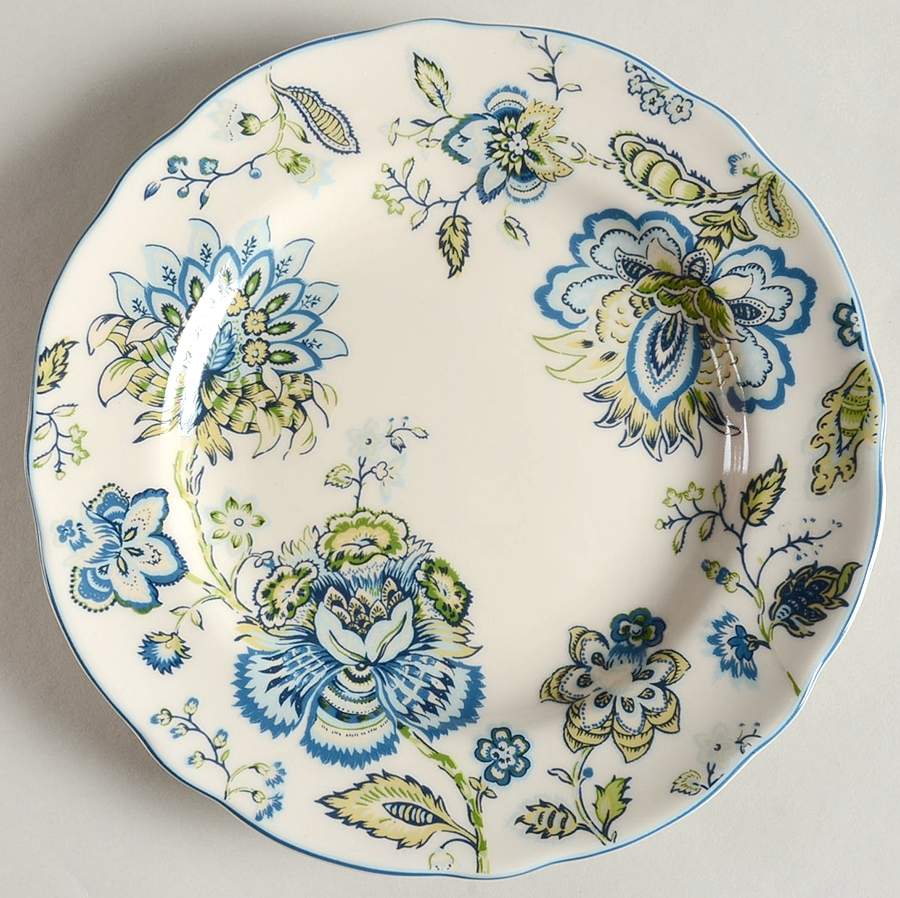 Winter Floral Blue Salad Plate by 222 Fifth (PTS)-1