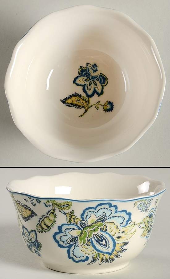 Winter Floral Blue Soup/Cereal Bowl by 222 Fifth (PTS)-1