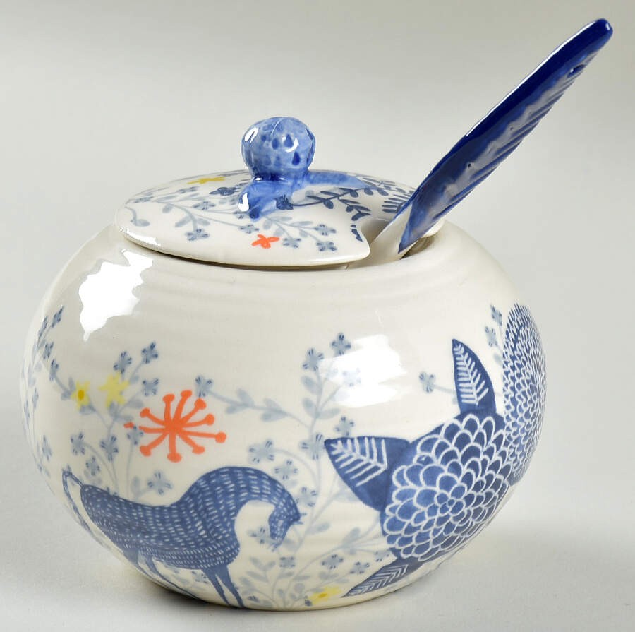 Saga Sugar Bowl & Lid W/Spoon by Anthropologie-1