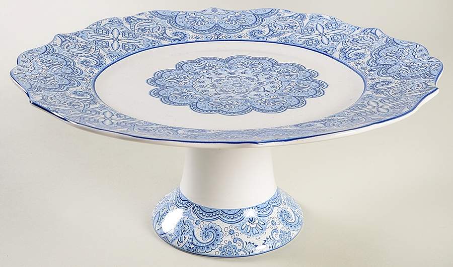 Lyria Blue 11" Diameter Pedestal Cake Stand by 222 Fifth (PTS)-1