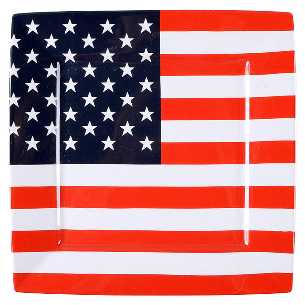 American Flag Square Dinner Plate by 222 Fifth (PTS)-1
