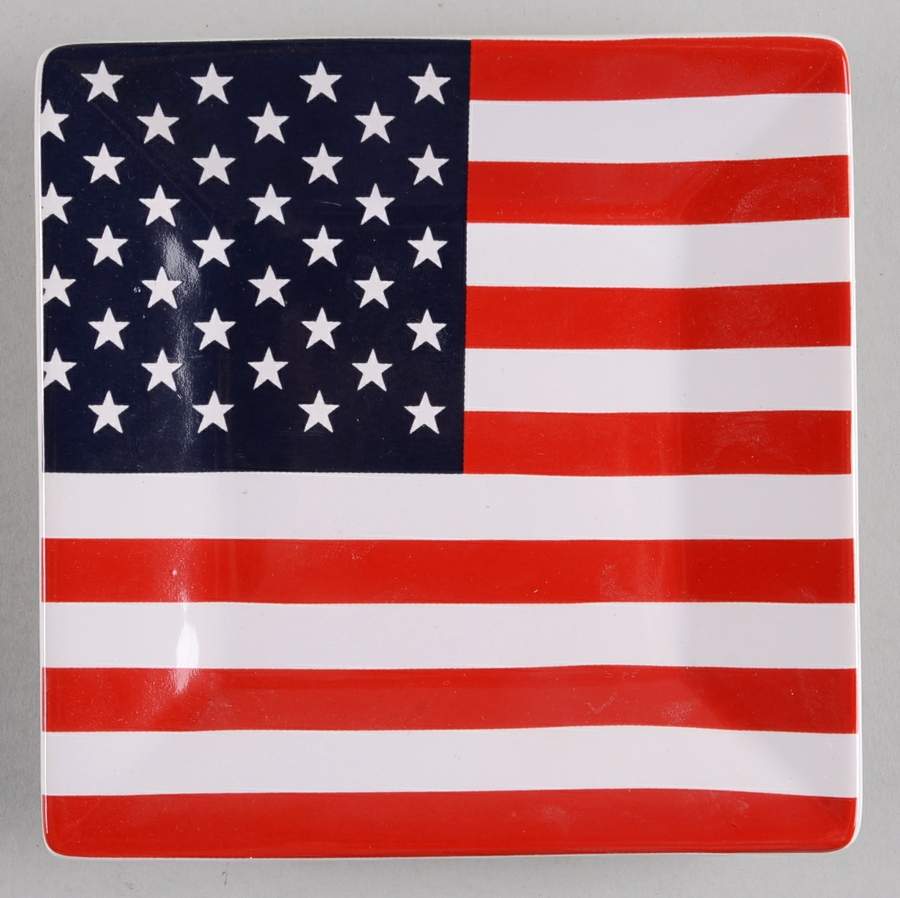 American Flag Square Appetizer Plate by 222 Fifth (PTS)-1