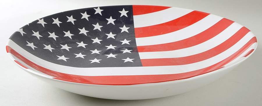 American Flag 14" Round Vegetable Bowl by 222 Fifth (PTS)-1