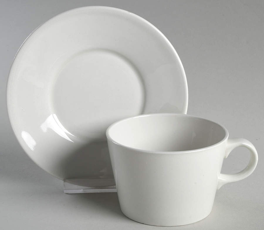 Teema White Arabia Stamp Flat Cup & Saucer Set by Arabia of Finland-1