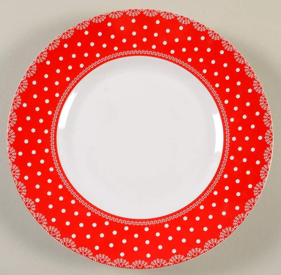 Floral Dot Red Salad Plate by 222 Fifth (PTS)-1