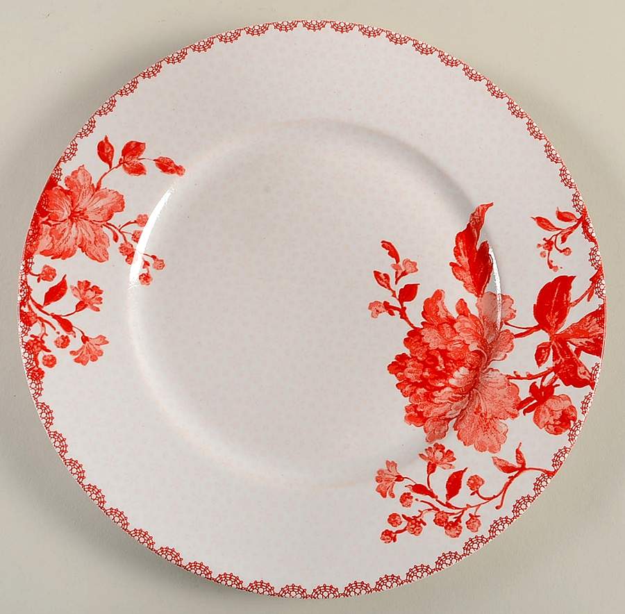 Floral Dot Red Dinner Plate by 222 Fifth (PTS)-1