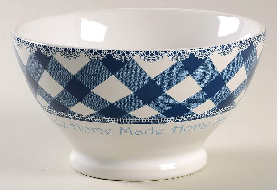 Floral Plaid Blue Soup/Cereal Bowl by 222 Fifth (PTS)-1
