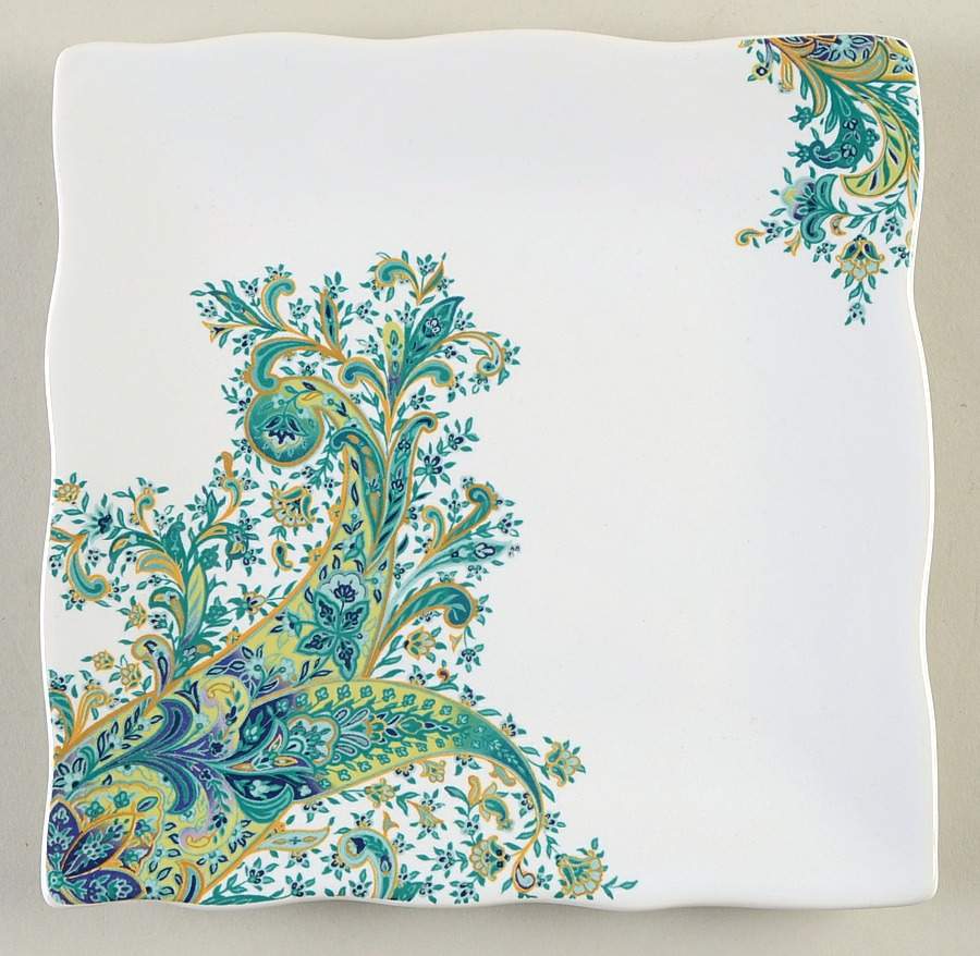 Surya Teal Square Salad/Dessert Plate by 222 Fifth (PTS)-1