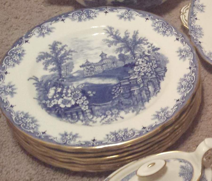 Queen's Garden Blue on White Luncheon Plate by John  Aynsley & Sons-1
