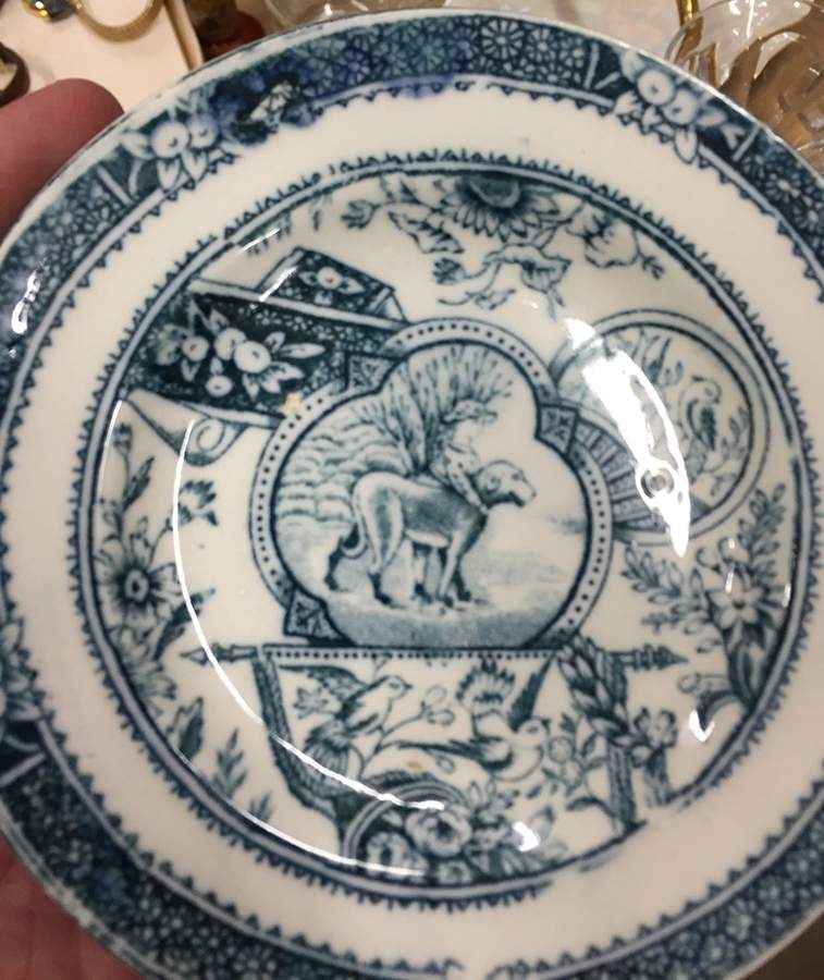 Girl with Pets-Dark Blue Salad Plate by Allerton's-1