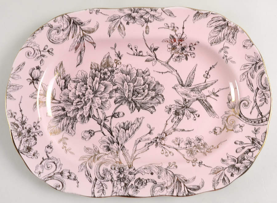 Adelaide Pink Gold 14" Oval Serving Platter by 222 Fifth (PTS)-1