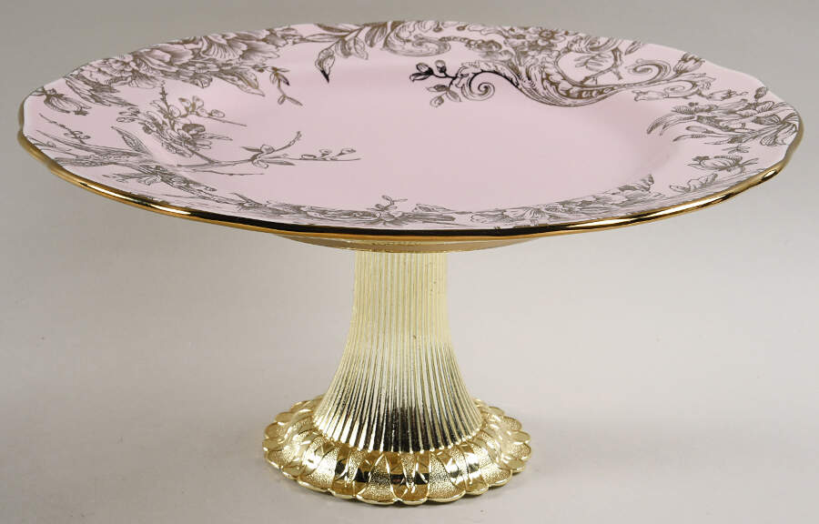 Adelaide Pink Gold Cake Stand with 4"-5" Metal Pedestal  Hc by 222 Fifth (PTS)-1