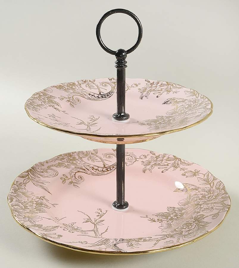 Adelaide Pink Gold 2 Tiered Serving Tray (Dinner & Salad Plate) by 222 Fifth (PTS)-1