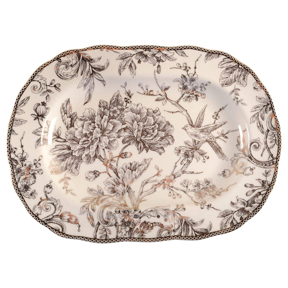 Adelaide Electroplate Gold (Shiny Gold Not Brown) 14" Oval Serving Platter by 222 Fifth (PTS)-1